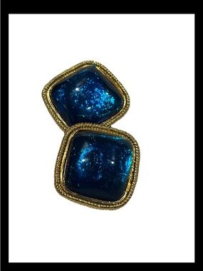 Vintage Kenneth Jay Lane KJL Avon Caprianti Collection Blue Clip Earrings Signed